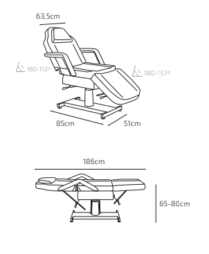 dimensions mozart fauteuil de soins esthetique 