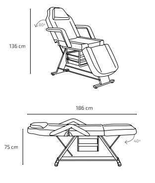 dimensions raka fauteuil de soin esthetique malys equipements