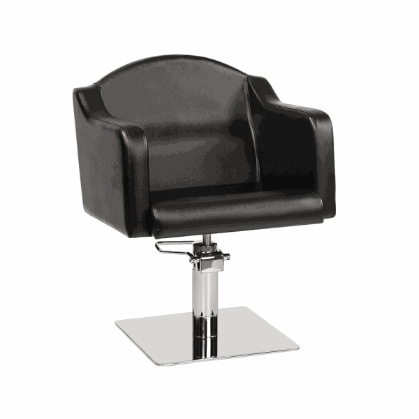Espania schwarzer Frisur -Sessel mit Chrombasis mit quadratischer Form