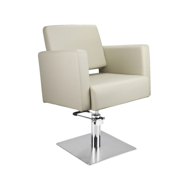 Ottawa Deluxe Creme Farbe Friseur -Sessel mit quadratischer Flachchrom -Basis