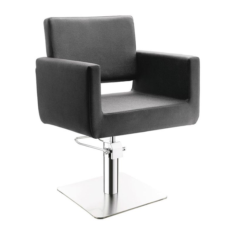 JOY fauteuil de coiffure noir avec base chromée plate de forme carré