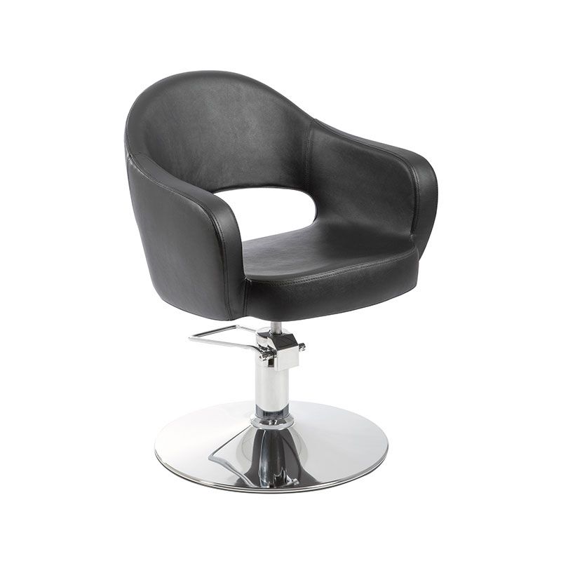 Jolia Black Hairstyle Armchair with rounded backrest and round base