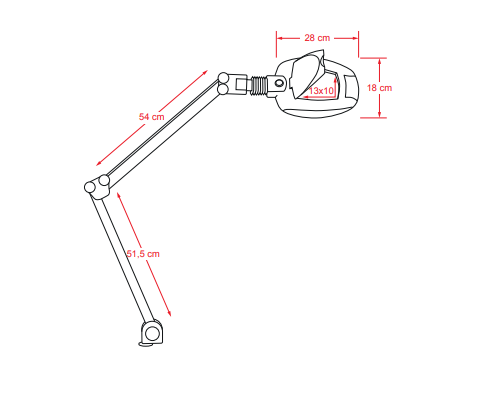 AMPLI LED TABLE Lampe Loupe - dimensions