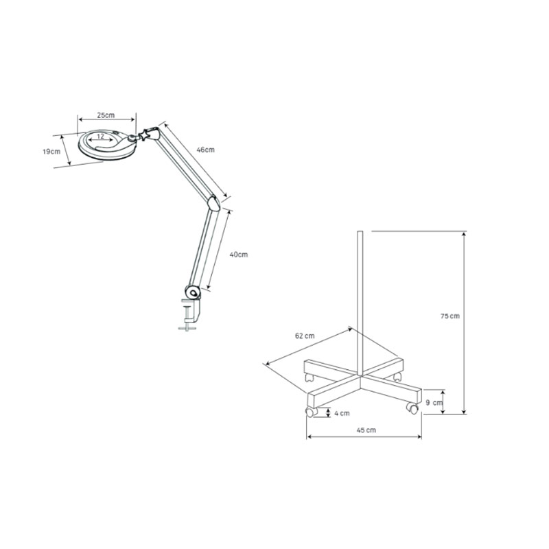 MAGNI Lampe Loupe à LED - dimensions