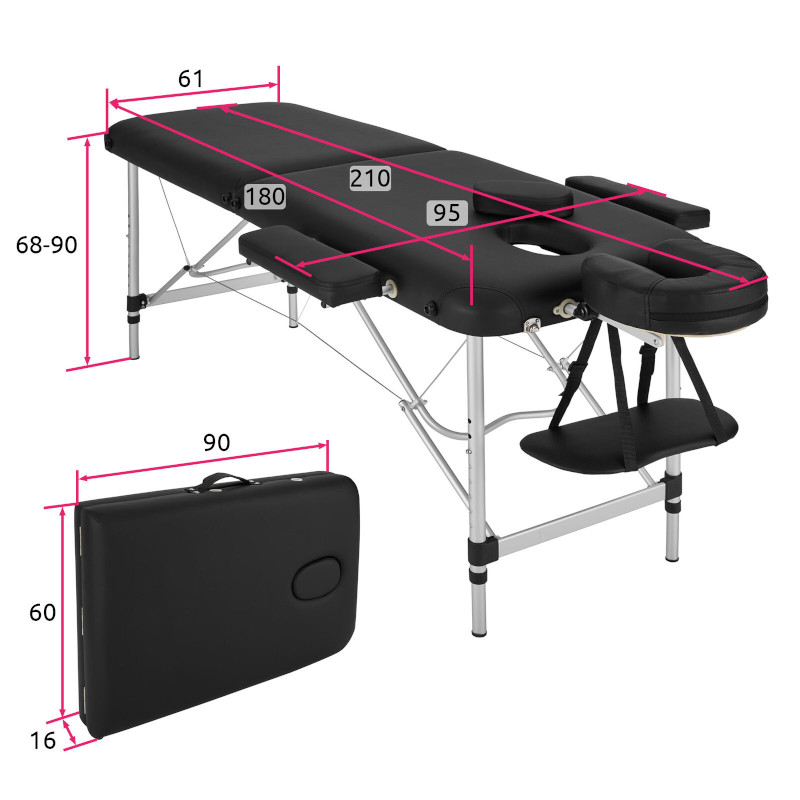 Table pliante en aluminium, noire - noire