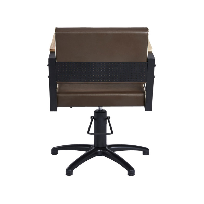 OCEAN BROWN Fauteuil coiffure - bois dos - base etoile noire - Malys Equipements