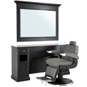 WILLIAM 4B - Coiffeuse Meuble Barbier avec fauteuil barbier Oscar Grey - Malys Equipements