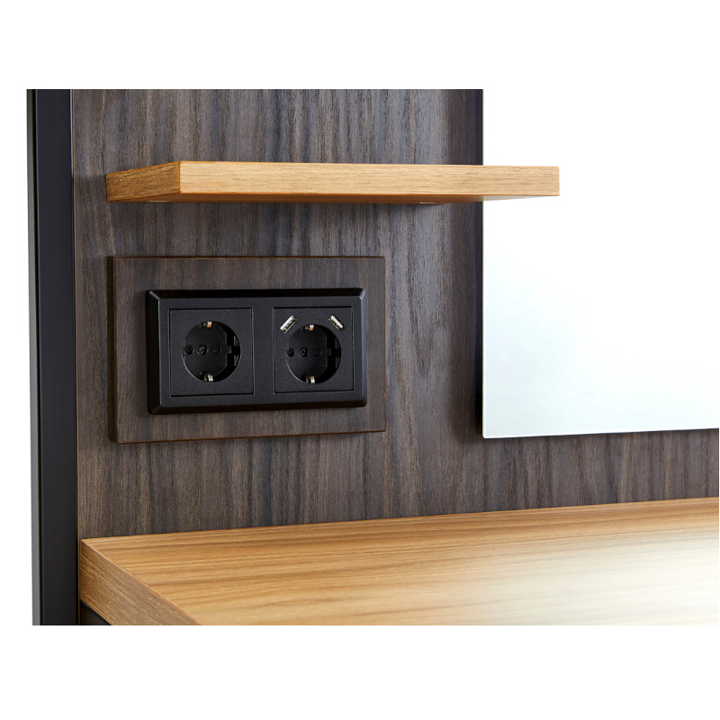 DREAM BLACK Coiffeuse Led detail prises - Malys Equipements