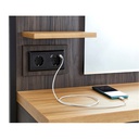 DREAM BLACK Coiffeuse Led detail prises USB - Malys Equipements