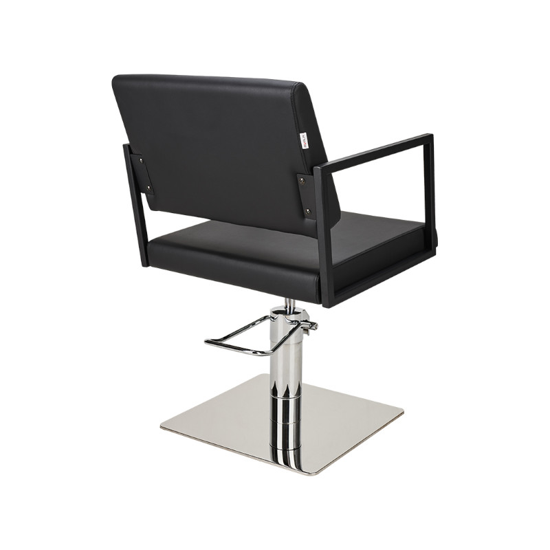 LOFT Fauteuil Coiffure Noir - Vue de Dos - Base Chrome - Malys Equipements