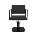 LOFT Fauteuil Coiffure Noir - Base Carré Noire - Vue de Face - Malys Equipements