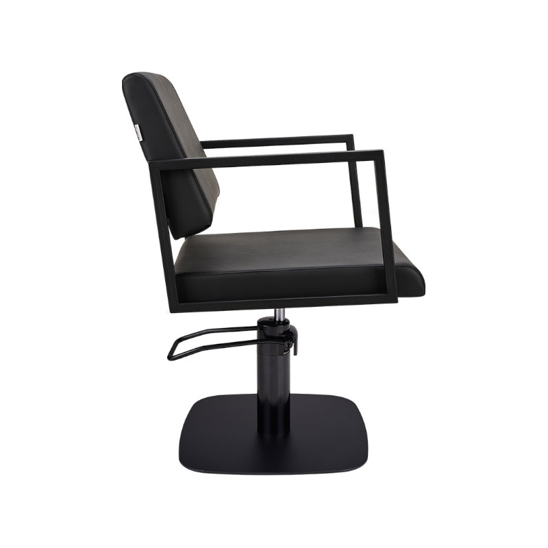 LOFT Fauteuil Coiffure Noir - Base carrée noire - Vue de profil - Malys Equipements