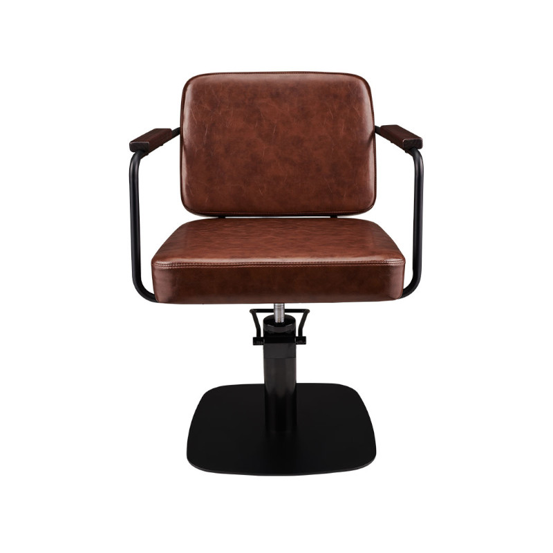 ENZO Fauteuil coiffure Camel - Base carrée noire