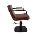 ENZO Fauteuil coiffure Camel - Base carrée noire