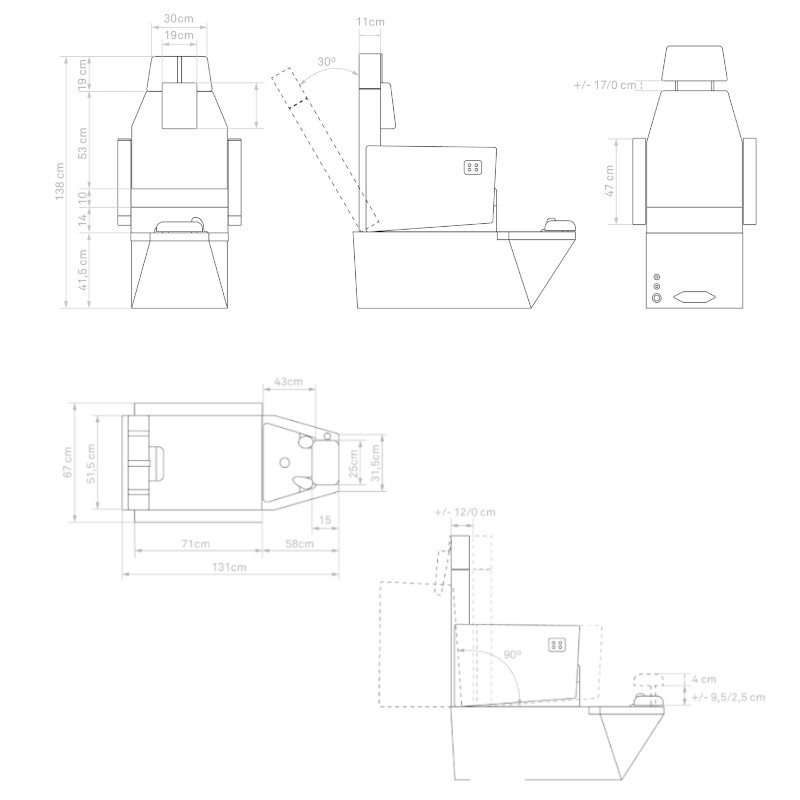 GENTLE Fauteuil Pédicure et SPA detail dimensions - Malys Equipements