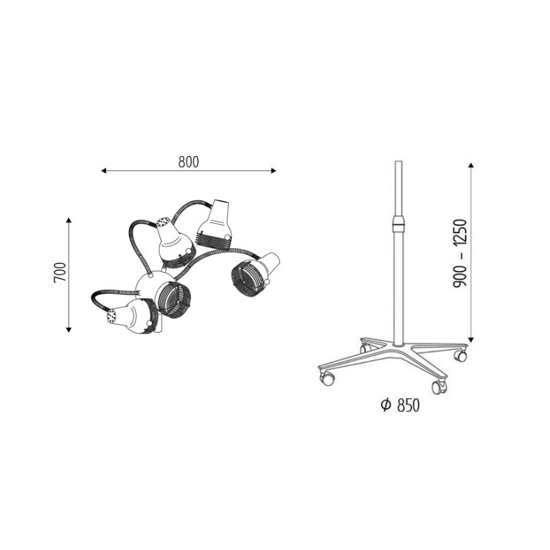 MEDUSA Thermostimulateur par Infrarouge - Dimensions - Malys Equipements