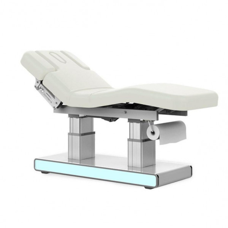 MUSE Table de Massage et Soins Électrique_avec porterouleau et led bleu ciel- Malys Equipements