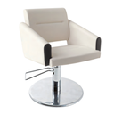 GEMMA Fauteuil coiffure Beige - Base Ronde Chrome - P10 - Malys Equipements