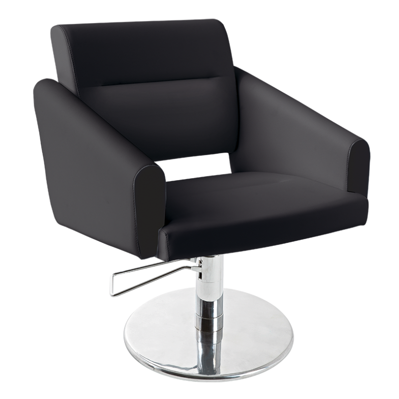 GEMMA Fauteuil coiffure Noir - Base Ronde Chrome - P10 - Malys Equipements