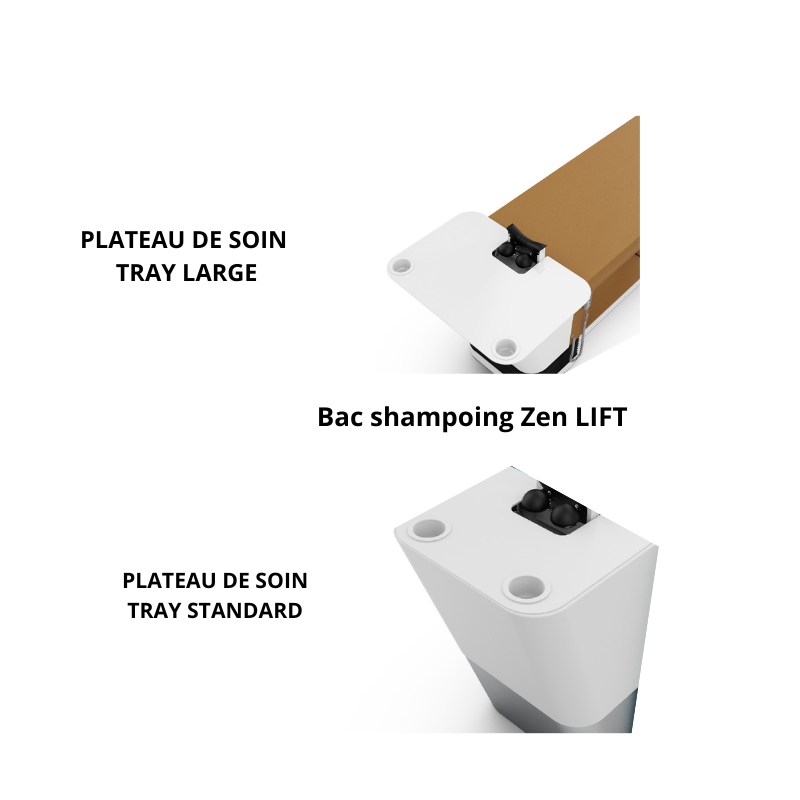 TRAY Plateau pour Soin avec Bols - Plateau Large ou Standard avec 2 bols - Bac Shampoing ZEN LIFT - Malys Equipements