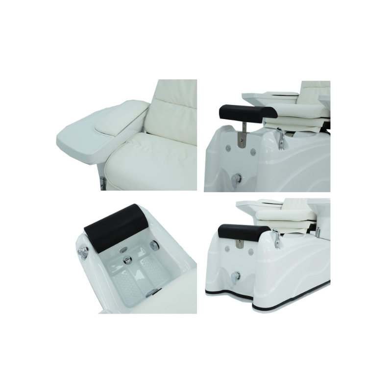 PEDISPA Fauteuil de Pédicure et SPA Massant - Repose-pieds Réglable en hauteur - Vasque SPA blanche - Accoudoirs Rabattables - Malys Equipements