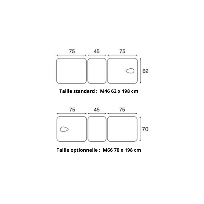 C5747 Table hydraulique 3 plans Ecopostural - dimensions M46 et M66 - Malys Equipements