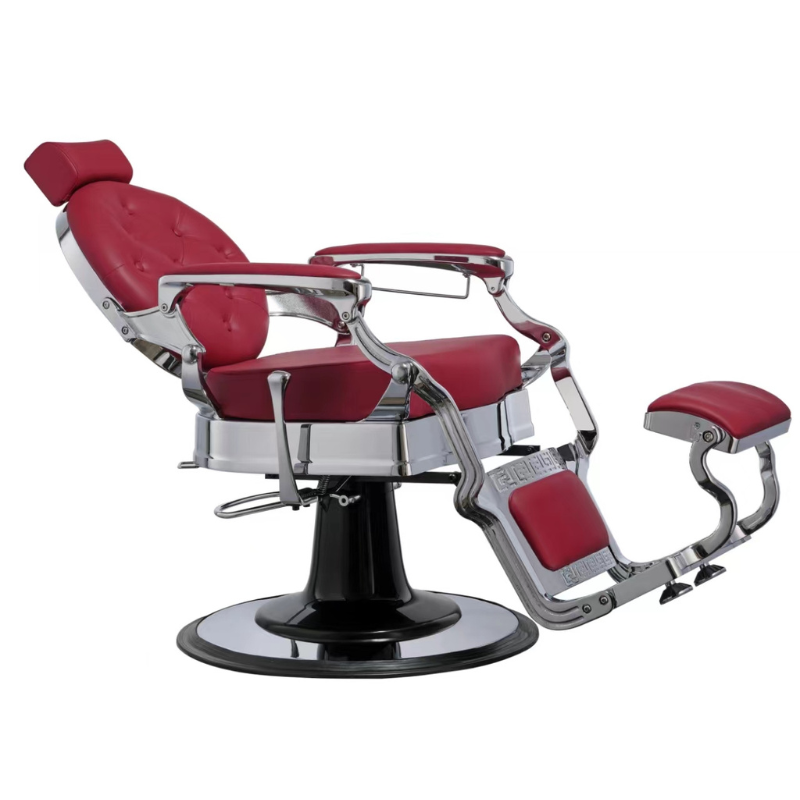 ARCHIE ROUGE SILVER Fauteuil Barbier - Edition Limitée - Allongée - Malys Equipements