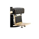 CREW GOLD Fauteuil Barbier - Repose-pieds doré et noir - Malys Equipements