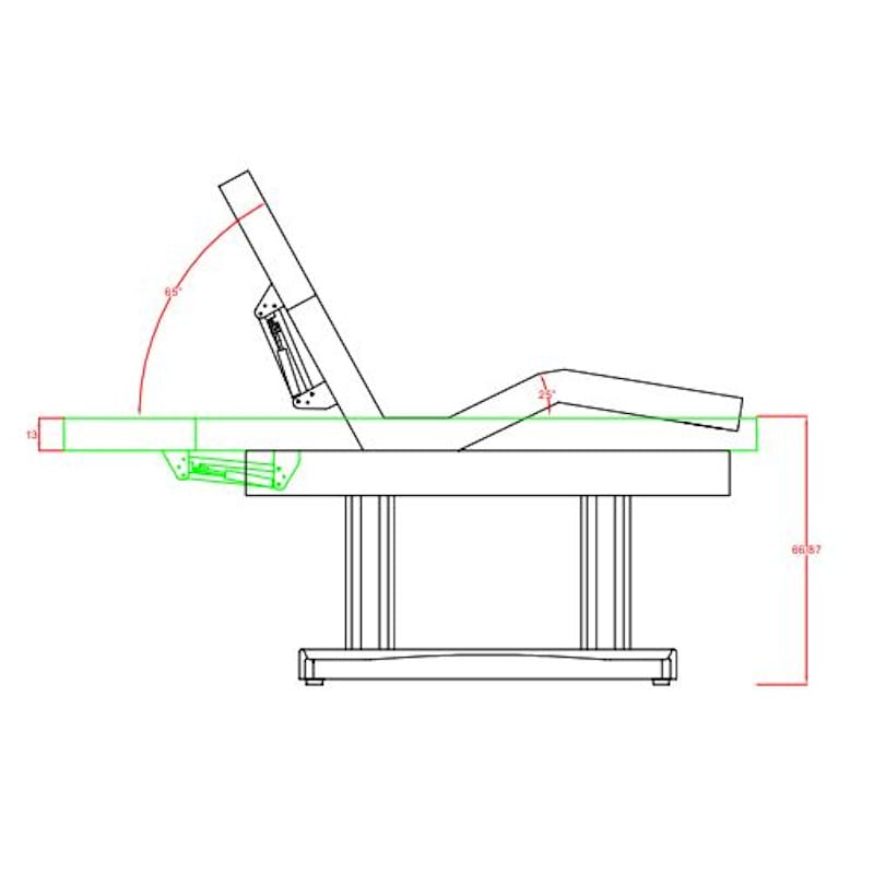 Table_de_massage-et-SPA-chauffante-base-claire-_EMOTION - Position pliée dimensions - mobilier esthétique - meuble esthétique