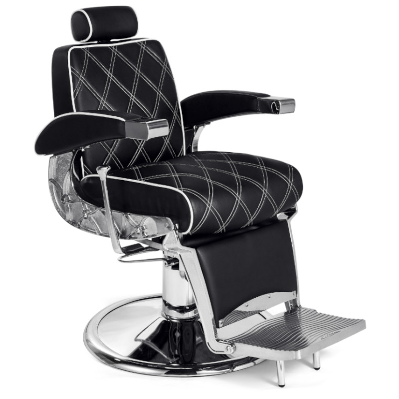 HUGO Fauteuil barbier - vue de profil - Mobilier barbier - mobilier barbershop - Malys Equipements