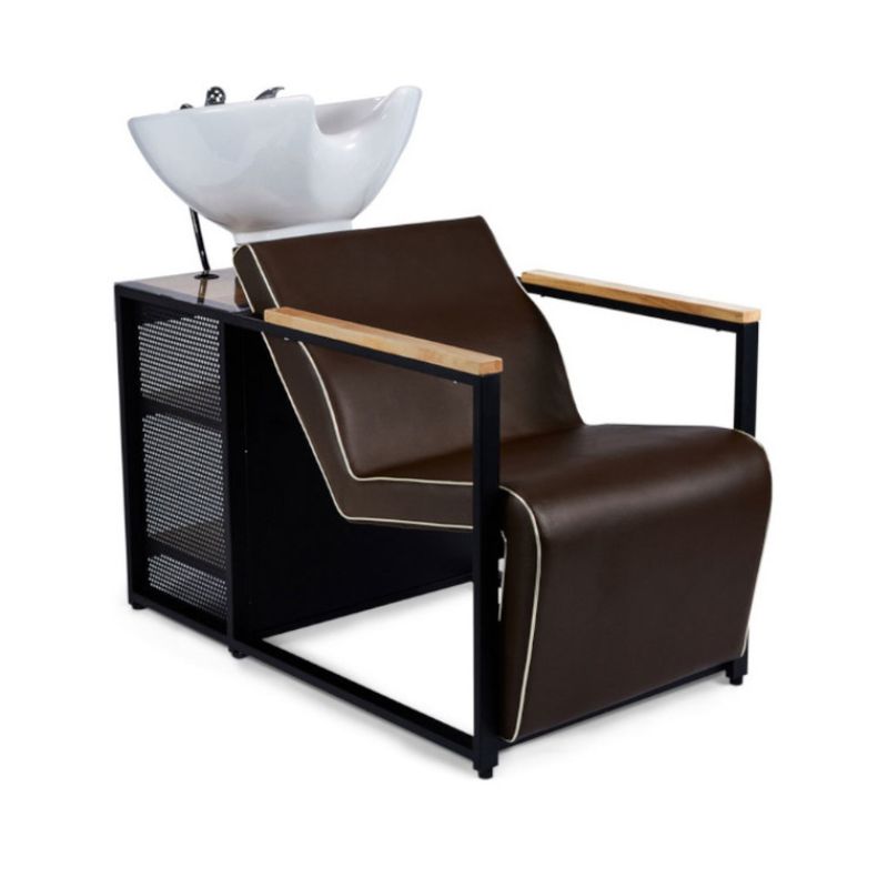 ZENGA Standard Marron Bac shampoing - bois - vue de profil - mobilier coiffure - malys equipements