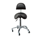 COBALT Tabouret Noir vue de face - Tabouret Ergonomique avec dossier - Assise en forme de selle de cheval - Malys Equipements