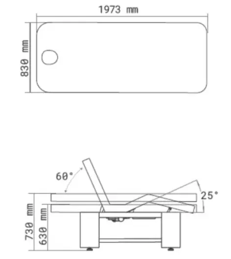Dimensions PYRO Table de SPA Électrique Chauffante avec Têtière .webp