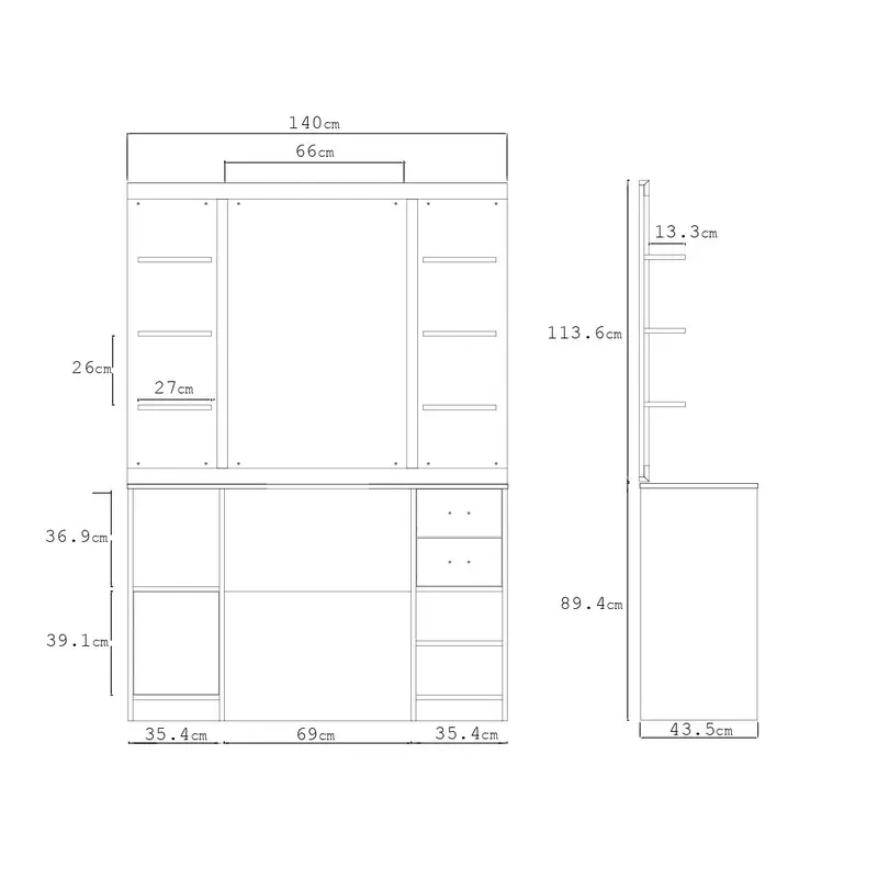 OKE 1BR Coiffeuse Barbier - Bois clair.webp