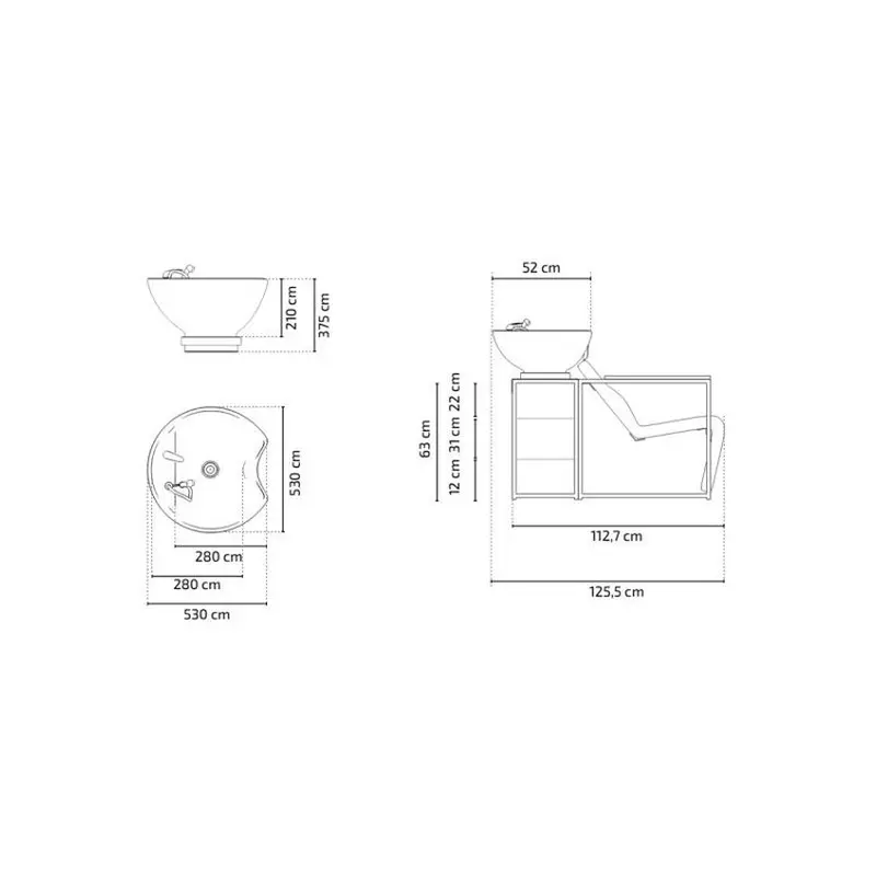 E-BASIL BR Relax Electrique Bac shampoing - bois 1.webp