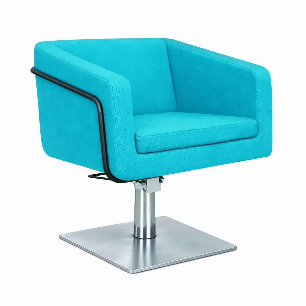 EGAN B Fauteuil coiffure Bleu 12 Base Carré Inox.webp