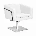 EGAN B Fauteuil coiffure Blanc Base Carrée Inox.webp
