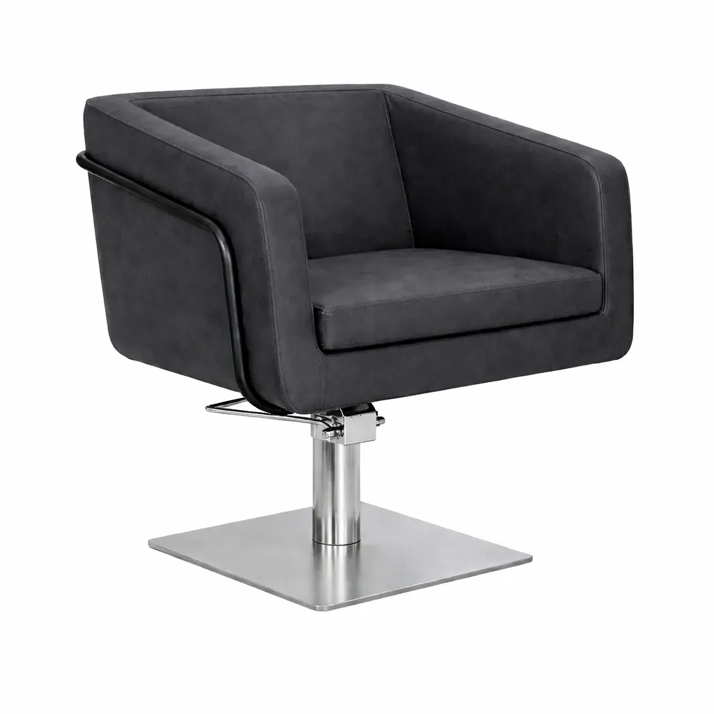 EGAN B Fauteuil coiffure Gris Foncé 08 Base Carrée Inox.webp