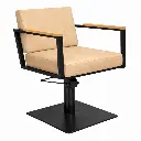 OCEAN BLACK Fauteuil coiffure - bois Beige 02 Base Carrée Noire.webp