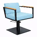 OCEAN BLACK Fauteuil coiffure - bois Bleu Ciel 13 Base Carrée Noire.webp