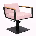 OCEAN BLACK Fauteuil coiffure - bois Rose pale 15 Base Carrée Noire.webp