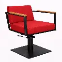 OCEAN BLACK Fauteuil coiffure - bois Rouge 17 Base Carrée Noire.webp