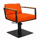 OCEAN BLACK Fauteuil coiffure - bois Orange 18 Base Carrée Noire.webp