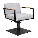 OCEAN BLACK Fauteuil coiffure - bois Gris Clair 07 Base Carrée Noire.webp