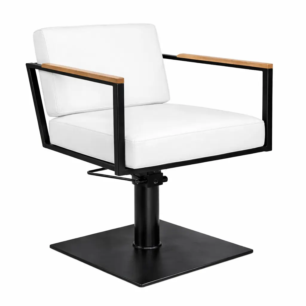 OCEAN BLACK Fauteuil coiffure - bois Blanc Base Carrée Noire.webp