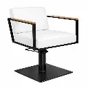 OCEAN BLACK Fauteuil coiffure - bois Blanc Base Carrée Noire.webp