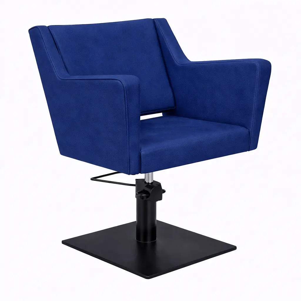 ANOUK BE Bleu Foncé 14 Fauteuil coiffure Base Carrée Noire.webp