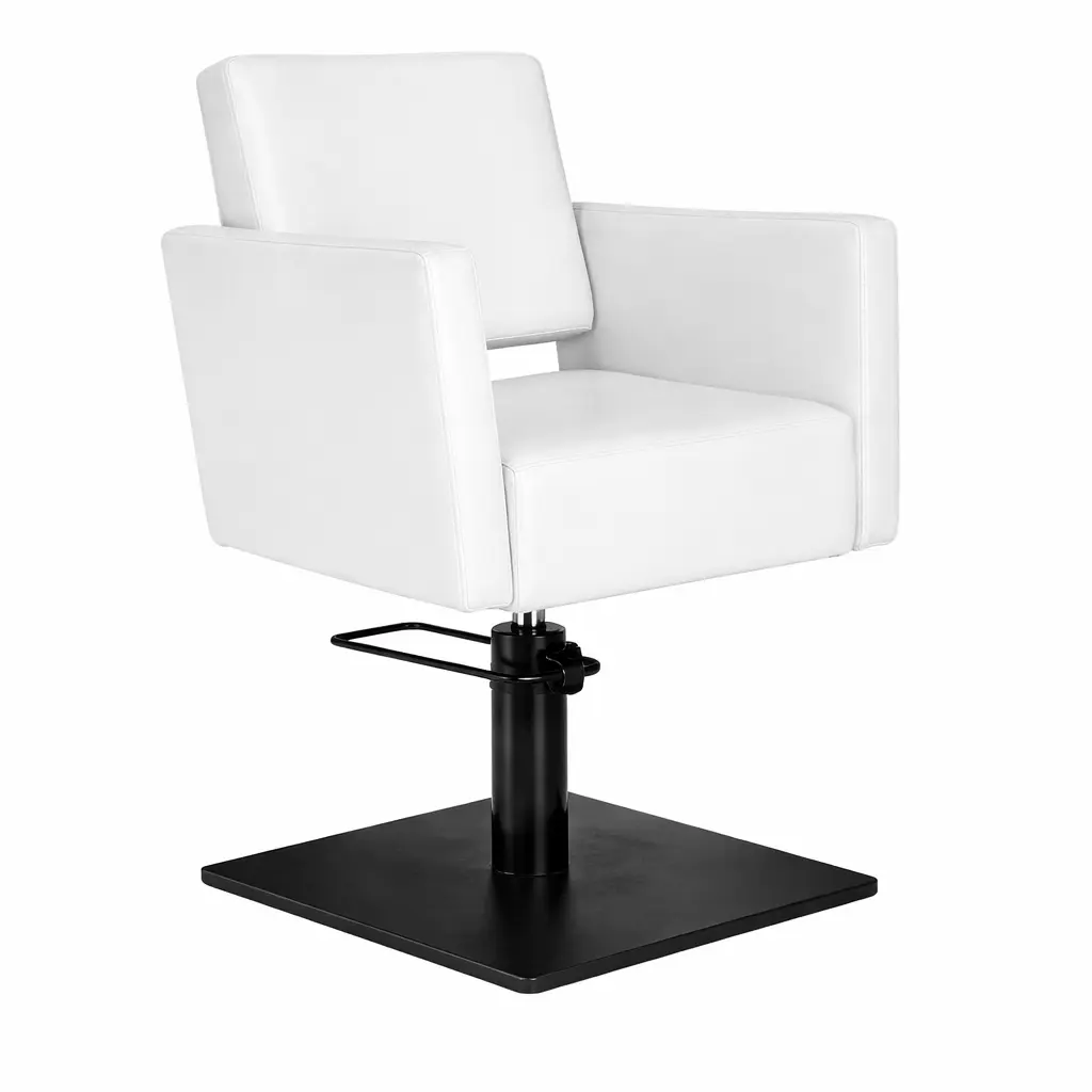 DORA Fauteuil coiffure Blanc 01  Base Carrée Noire.webp