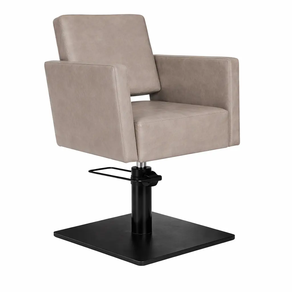 DORA Fauteuil coiffure BEIGE Foncé 03  Base Carrée Noire.webp
