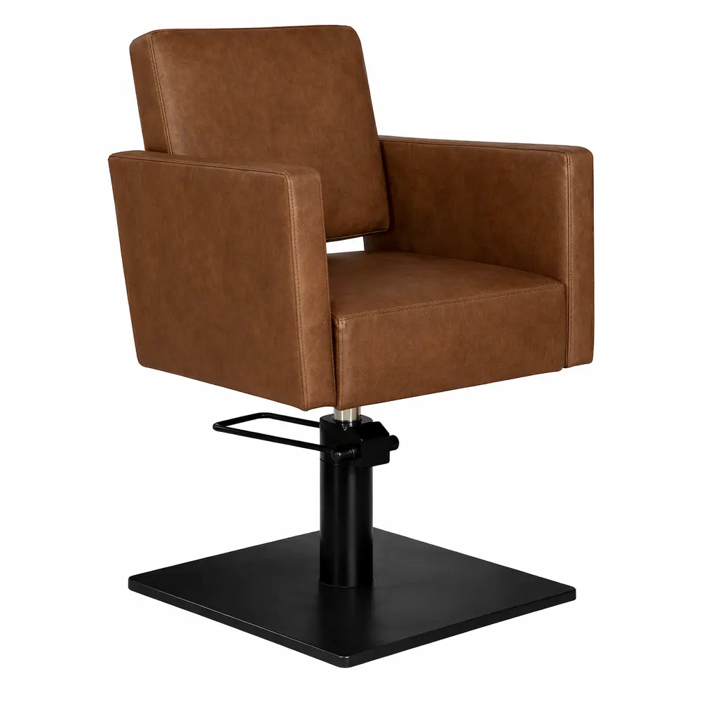 DORA Fauteuil coiffure Camel 04  Base Carrée Noire.webp
